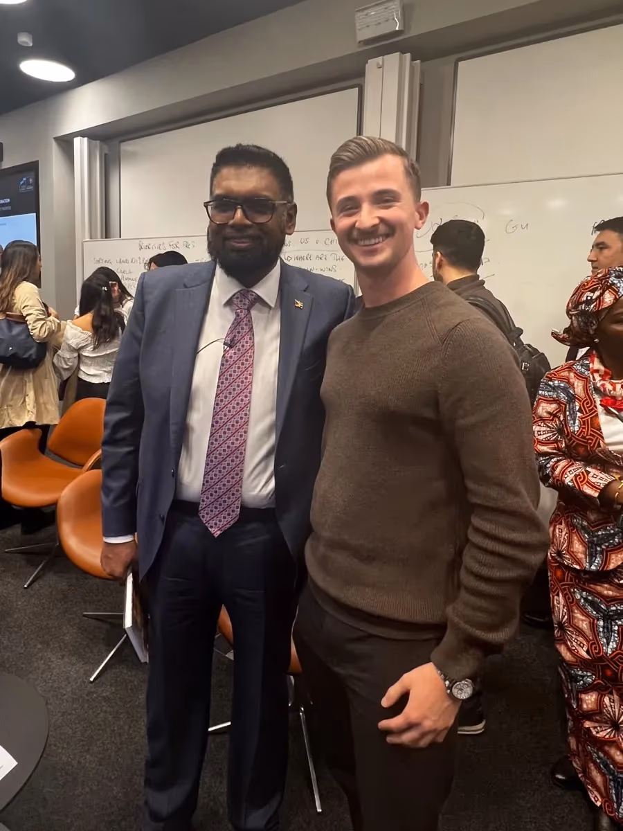 Michel Rhéaume, GuyWay co-founder, meeting President Mohamed Irfaan Ali of Guyana