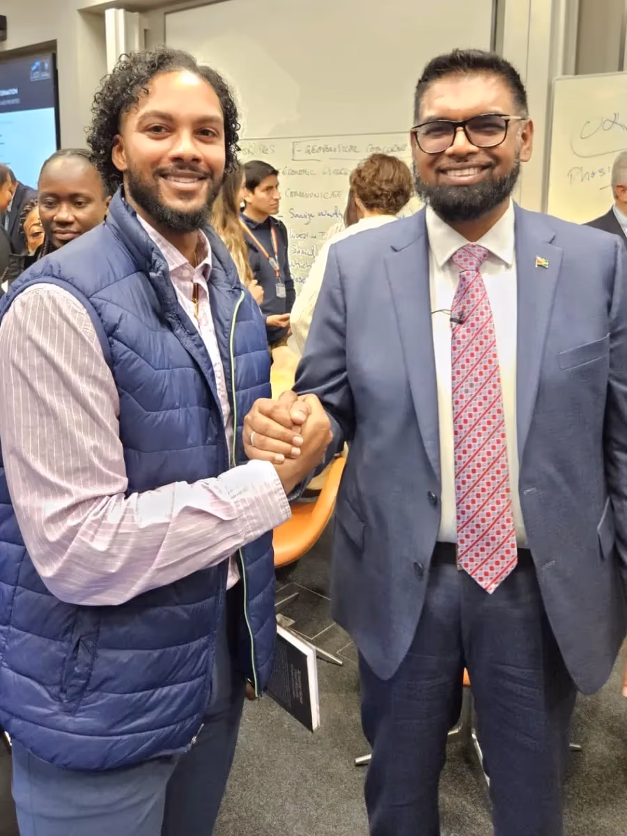 Peter Lorenzo, GuyWay co-founder and CEO, meeting President Mohamed Irfaan Ali of Guyana